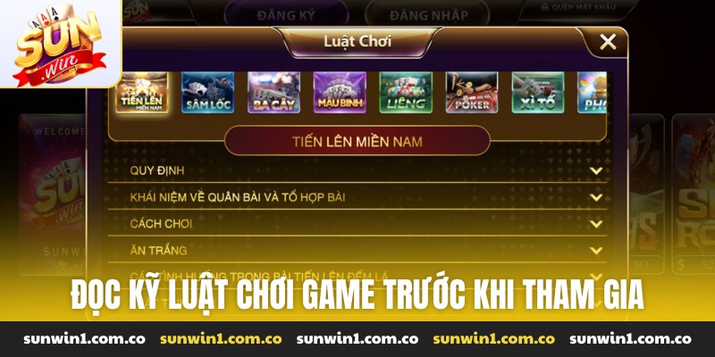 Đọc kỹ luật chơi game trước khi tham gia