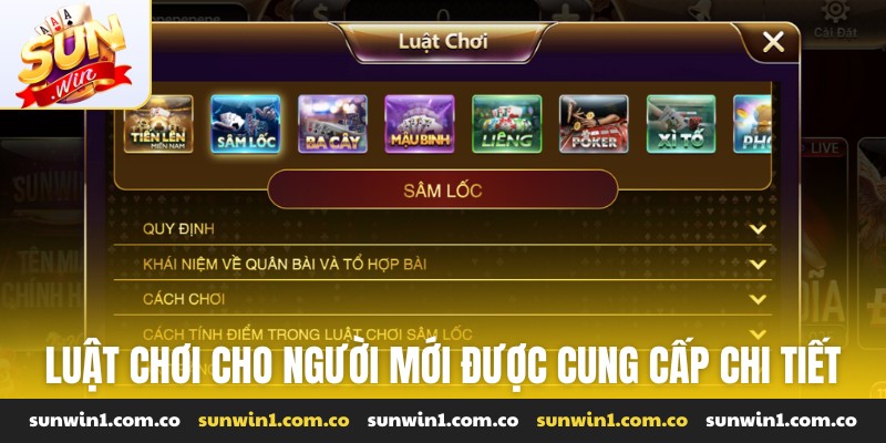 Luật chơi cho người mới được cung cấp chi tiết